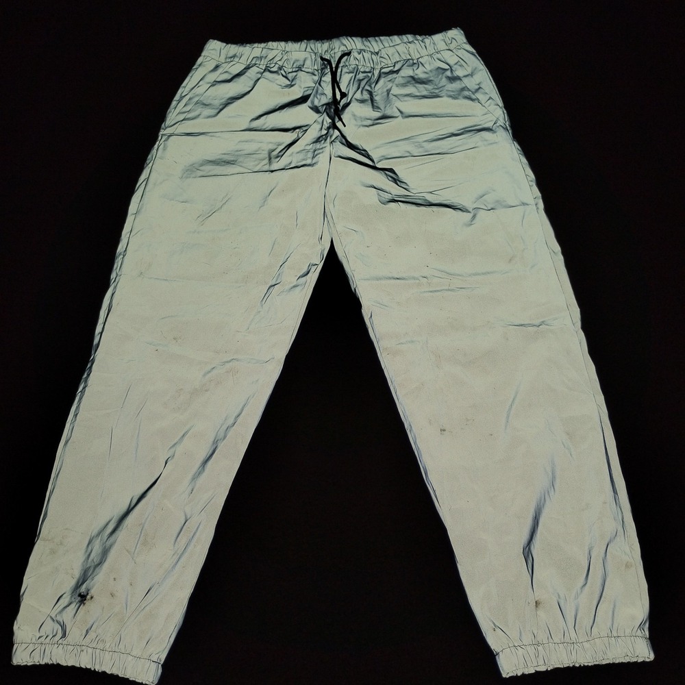 Flash Reflective Pants Mens XL 36x30 Gray Glow Jogger Shiny Workout Running Gym